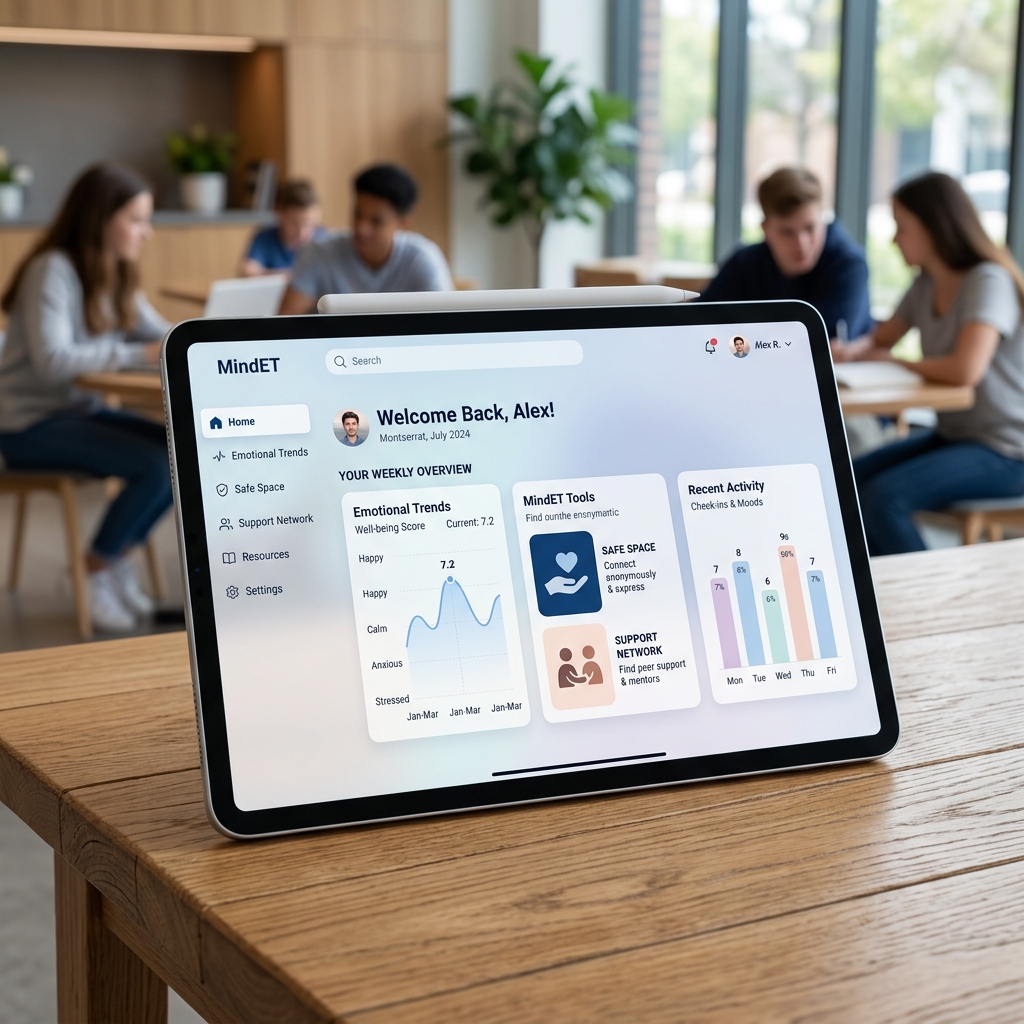 MindET dashboard on tablet