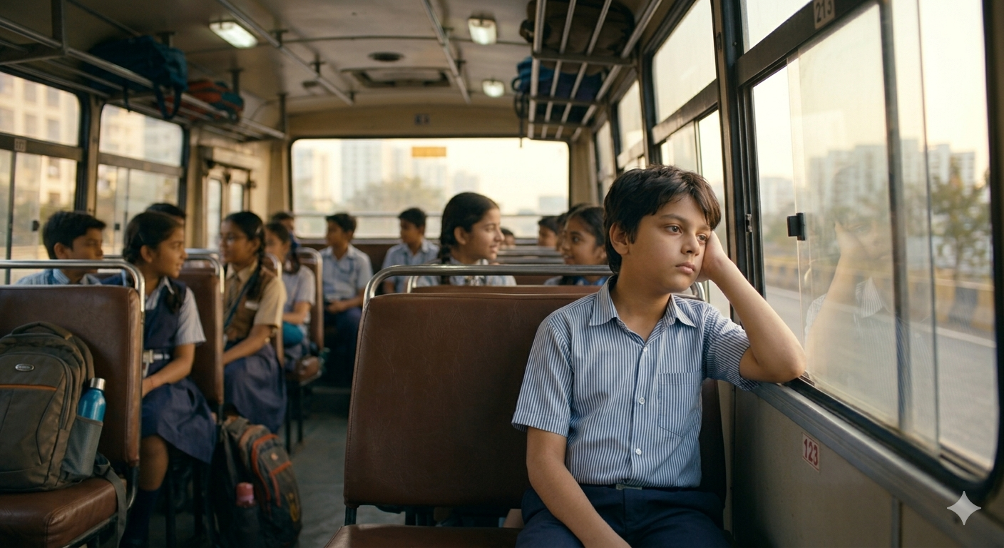 Student alone on school bus